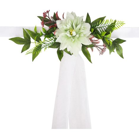 Sonderanfertigungen sind ab 60 Stück möglich. Stuhldekoration: künstliche grüne Blumen + 1,5 x 1 m Netzgewebe (Set mit 6 Stück in einer Box: 6 Blumen + 6 Netzgewebestücke).