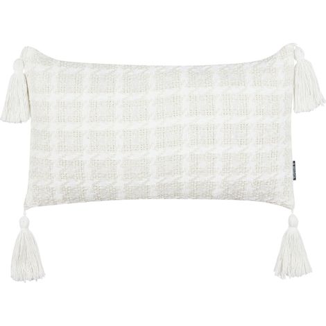 Coussin en Coton 30 x 60 cm Housse à Carreaux Salon Chambre Bureau Beige Douris