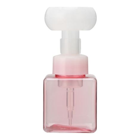 Savon moussant en flacon pompe en forme de fleur, 250 ml, rose transparent, rechargeable, format voyage. Mousse de voyage.-AquaForge (1/5)