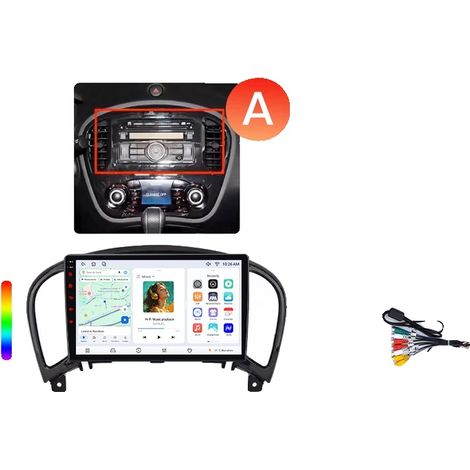 Radio para coche, pantalla táctil, reproductor multimedia, compatible con Nissan Juke (F15) 2010-2019, navegación GPS Android con ventilador de refrigeración incorporado, V7 (8 GB-256 GB) - A (1/2)