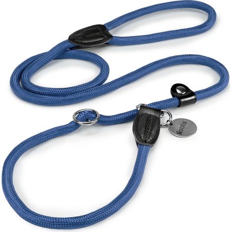 lionto Retrieverleine, sicher, stylisch & vegan, mit Zugbegrenzung & Stopper für sanftes Hundetraining, 170 cm, blau