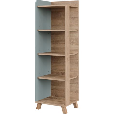 Estantería de baño Karen, Sonoma/azul, 40 x 128 cm con 4 compartimentos, Vicco (1/5)