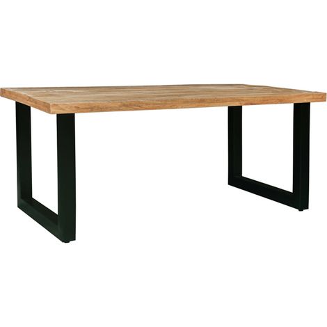 Induse Dining Table - Mango Wood/Iron - L90 x W180 x H76 cm - Mango PP Saw Finish