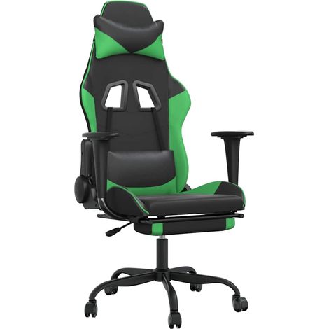Maison Exclusive - Sedia da Gaming con Poggiapiedi Nero e Verde in Similpelle (1/5)