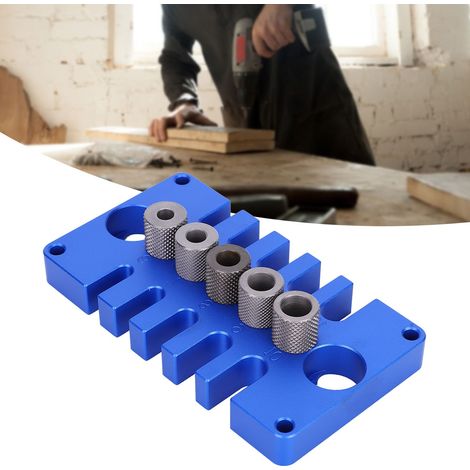 Gabarit de positionnement de poinçonnage 08650 pour tourillons, outils de perçage pour le travail du bois 3 en 1, alliages d'aluminium bleus (1/5)
