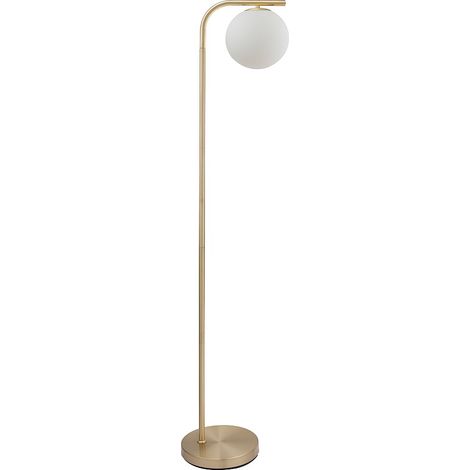 Lampada da terra in ottone spazzolato e vetro bianco - D.28 x H.150 cm - Dorato - SOFIA