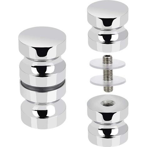 2 Pairs of Shower Door Knobs, Stainless Steel Round Shower Door Handles, Glass Door Handles for Bathroom, Kitchen, Office, Hotel, Home (1/5)