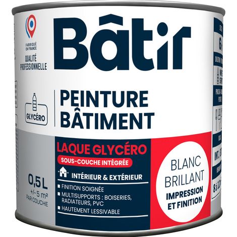 Laque Brillante Multi-supports 0.5l Blanc Finition Brillante, Multi-support, Blanche éclatante - Batir Peintures