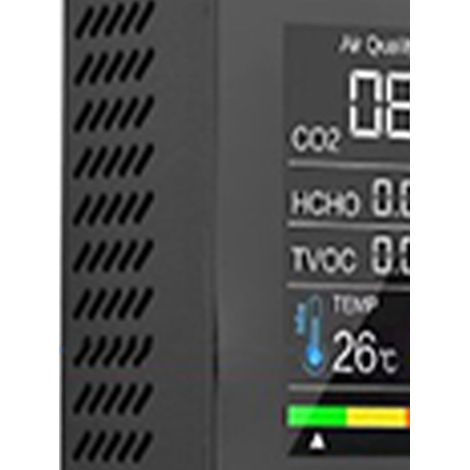 Détecteur de formaldéhyde, capteur TVOC, CO2, PM2.5, température et humidité, tester de qualité de l'air 5 en 1 noir (1/5)