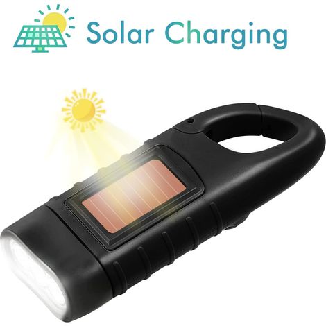 Lot de 2, Torche à Manivelle Solaire à Dynamo LED Rechargeable avec Lampe d'Urgence pour Panne, en ABS, Éclairage immédiat à pleine puissance, sans temps de chauffe (1/5)