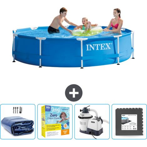 Intex-Schwimmbecken mit rundem Rahmen – 305 x 76 cm – Blau – im Lieferumfang enthalten Accessoire CB68