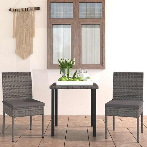 Ensemble Table et Chaise de Jardin 3 pcs - Ensemble de salle à manger de jardin Résine tressée Gris BV868846 - BonneVie (1/5)