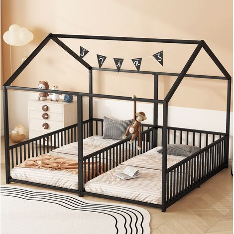Letto a castello bambini 90x200 in metallo nero OKMYHOME (1/5)