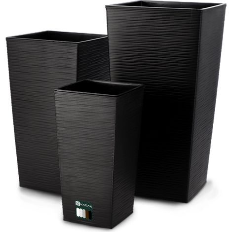 KADAX Pot de Fleur Haut, Grande Jardiniere en Plastique pour Une Décoration Interieure et Exterieure (Noir, Lot de 3: 36 cm, 46.5 cm, 57.5 cm)