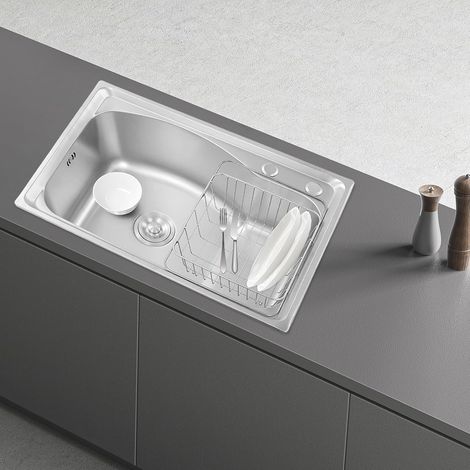 65  44  20cm Spüle Küchenspüle Edelstahlspüle Mit Asphaltkorb Abwasser Und Ablauf Silber Multifunktionales Edelstahlspülen Set Für Gewerblichen Restaurants, Dessertläden, Reinräumen (1/5)