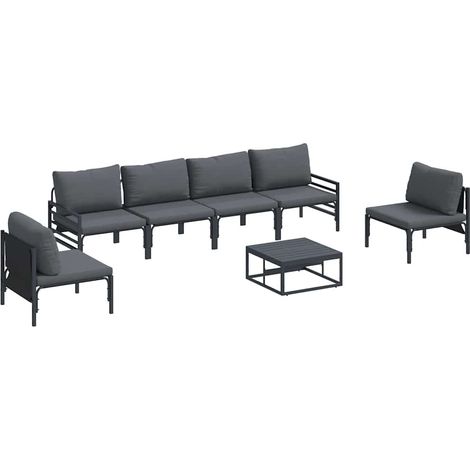Maison Exclusive - Conjunto de sofás de jardín 7 uds. Negro Acero (1/5)