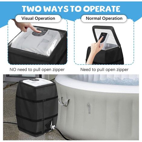 Heating Cover for Spa, Heating Pump Cover with Zip Opening and Transparent PVC Windo, Waterproof, UV-resistant, Pool Pump Shelter, 40 x 37 x 54 cm (Black) (1/5)
