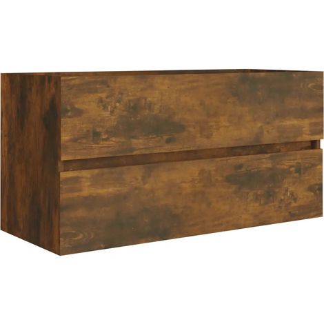 Armoire de lavabo design moderne rangement salle de bain 90 x 38,5 x 45 cm en bois d'ingénierie chêne fumé