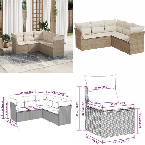 5-tlg. Garten-Sofagarnitur mit Kissen Beige Poly Rattan - Gartensorte - Outdoor Möbel - Lounge Set - Gartenlounge - Rattan Sofa - Home & Living (1/5)