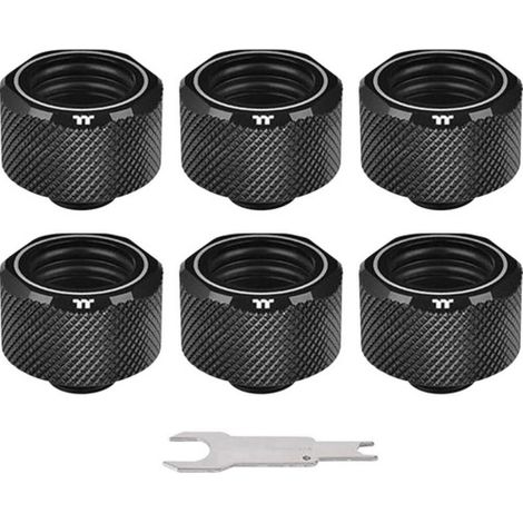 Thermaltake Pacific C-PRO G1/4 PETG Tube 16mm OD Compression – Black, Verbindung ,schwarz, 6 Stück