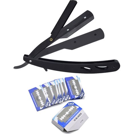 Lot manuelle de rasoirs coupe-choux barbes sourcils lames inox acier réglable (1/5)