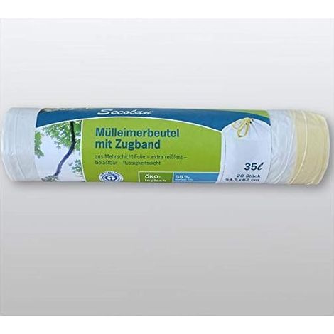 Secolan Sacchetti Pattumiera con Nastro 35 Litri Bianco 1x20