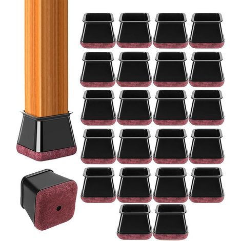 24 protectores de silicona y fieltro para patas de sillas  Alfombrillas antideslizantes para muebles, protegen suelos, reducen el ruido, talla S (1/5)