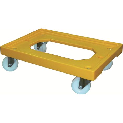 Socle rouleur 4 roues pivotantes - chape acier - jaune - Gilac