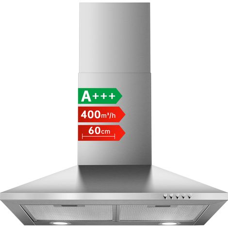 Hotte Aspirante 60cm, 450m³/h,A+++, Evacuation/Recyclage,3 Vitesses,Inox Hotte de Cuisine (1/5)