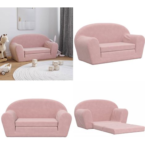 Canapé-lit pour enfants 2 places rose peluche douce - Canapé Enfant - Canapé Lit Enfant - Mobilier Bébé - Meubles Enfant - Chambre Enfant - Home & Living (1/5)