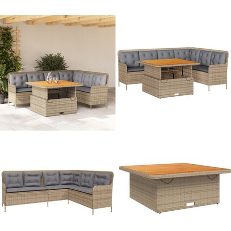 vidaXL 2-tlg. Garten-Sofagarnitur mit Kissen Beige Poly Rattan (1/5)