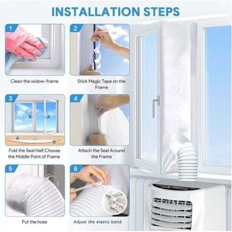 400 cm Fensterdichtung für Klimaanlagen, Fensterdichtung für mobile Klimageräte, Fensterdurchführung für Klimaanlagen, geeignet für alle mobilen Klimageräte, einfache Montage (1/5)