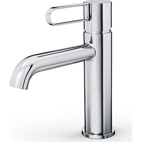 Robinet de salle de bain - Boîtier en laiton - Robinet de lavabo avec cartouche en céramique - Mitigeur monocommande chromé - Pour salle de bain - Avec tuyau intérieur EPDM non toxique (1/5)