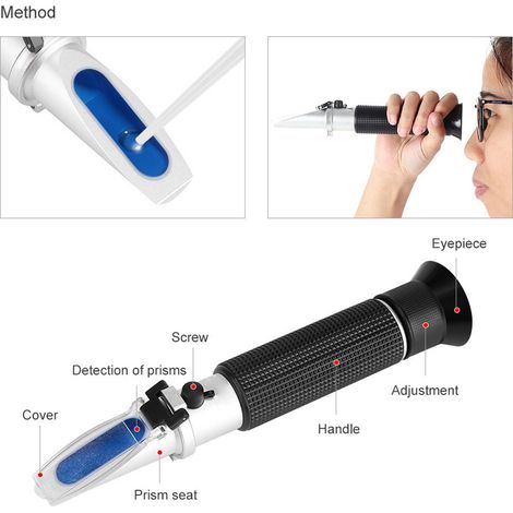 Aluminium - 30x40x205mm - Kit complet avec vis, pipette et étui - 0-80% gamme de mesure avec compensation automatique de température 0‑30℃ (1/5)