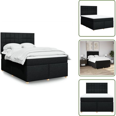 Sommier à lattes de lit avec matelas Noir 160x200 cm Tissu - Sommier À Lattes De Lit - Sommiers À Lattes De Lit - Lit - Meuble De Chambre À Coucher (1/5)