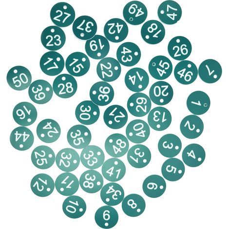 Lote de 50 etiquetas numeradas del 1 al 50 – verdes – agricultura / apicultura / ganadería (1/5)