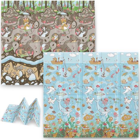 Tappetino educativo pieghevole in schiuma, bifacciale, per bambini, 180x200 cm (1/5)