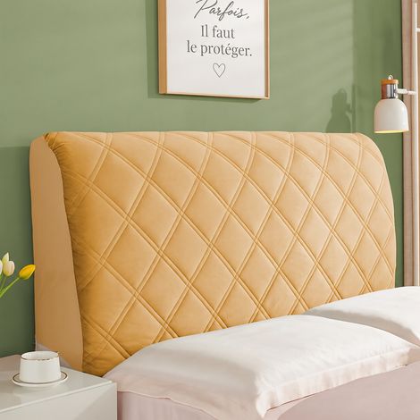 Housse pour longueur de tête de lit 180 cm en velours de cristal camel, modèle à losanges épaissi, matelassé coton épaissi anti-collision 1 kg – Livraison gratuite (1/3)