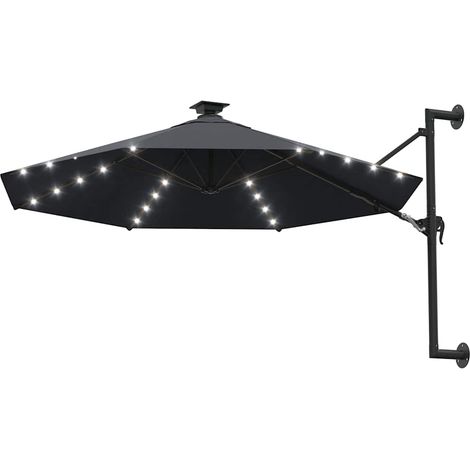 vidaXL Sombrilla de jardín de pared con luces LED antracita 300 cm (1/2)