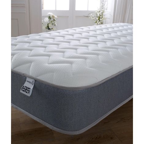 Starlight Beds 7.25" Deep Zig-Zag Memory foam with Open coil Spring Grey Border Mattress, European Single 90cm by 200cm