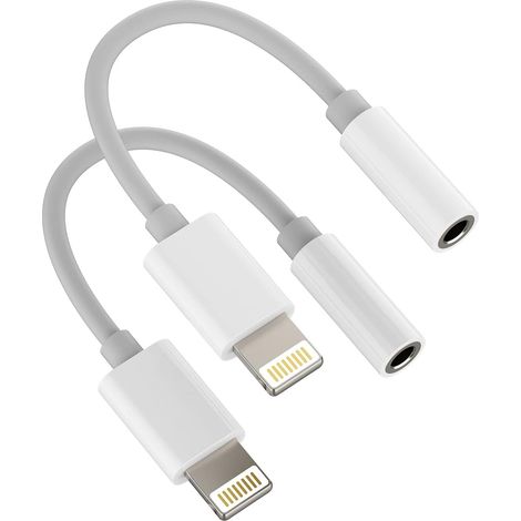 Adaptateur AUX pour Écouteurs (2 Pack) Lightning vers Jack 3,5 mm Splitter Câble Cordon Audio Musique Casque Écouteurs pour 13 12 11 Pro X 7 8 Plus pour iPad (1/5)