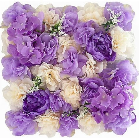 Décoration murale de fleurs artificielles (roses fausses) à faire soi-même, 35 x 35 cm, pour fond de mariageviolet clair (1/5)