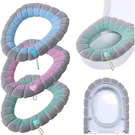3-teiliges, wiederverwendbares, waschbares WC-Sitzkissen-Set mit Griff, Badezimmeraccessoire (1/5)