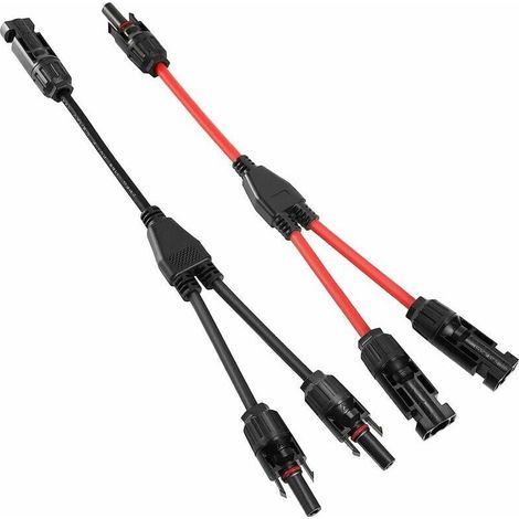 Solar-Y-Verteilerkabel – MMF- und FFM-Photovoltaikstecker – 30 A, 1000 V DC – UV- und witterungsbeständig – für die Parallelschaltung von Solarmodulen – 1 Paar (1/5)