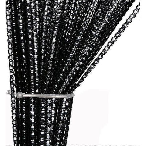Rideau à cordes noires pour portes et fenêtres - Panneau de séparation 39 po x 78,5 po (1/4)