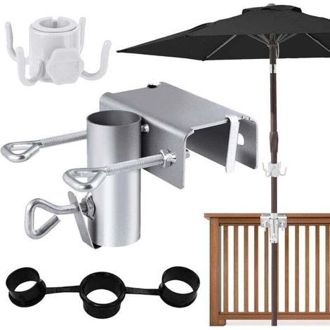 Balcony Parasol Support, Adjustable Balcony Parasol Base ø 25-38 mm, Parasol Railing Fixing for Balcony and Terrace (1/4)