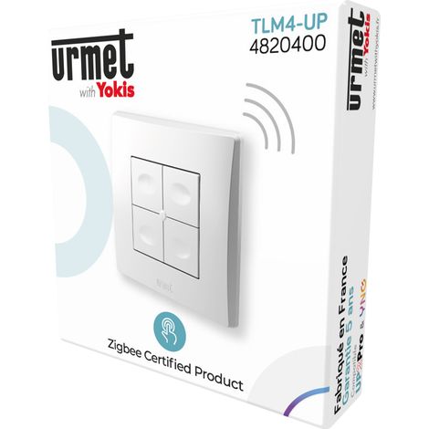 Yokis – Commande murale 4 touches power – Émetteur multi-usage avec capteur de température – Compatible UP et Zigbee – Pour installation domotique