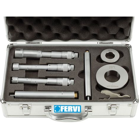 Set micrometros 3 puntas agujeros interiores y ciegosde 12-20mm Fervi M019/12/20