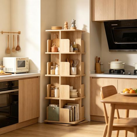 Étagère pour plantes, étagère pivotante compacte, étagère à livres, étagère de rangement multifonction pour salle de bain, bureau et salon (1/5)