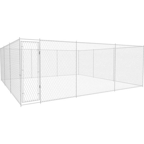 Cuccia da esterno gabbia recinto per animali box per cani da esterno in acciaio zincato 570 x 570 x 185 cm 020000474